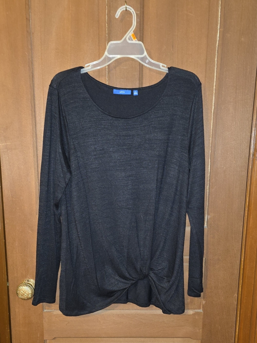 Apt. 9 Black Long-Sleeve Scoop Neck Sweater with Front Knot